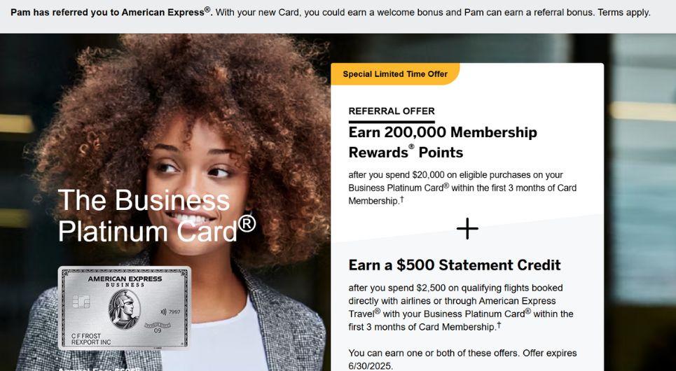 200k / 250k + $ 500 Penawaran Selamat Datang AMEX yang ditargetkan (coba tautan referensi)